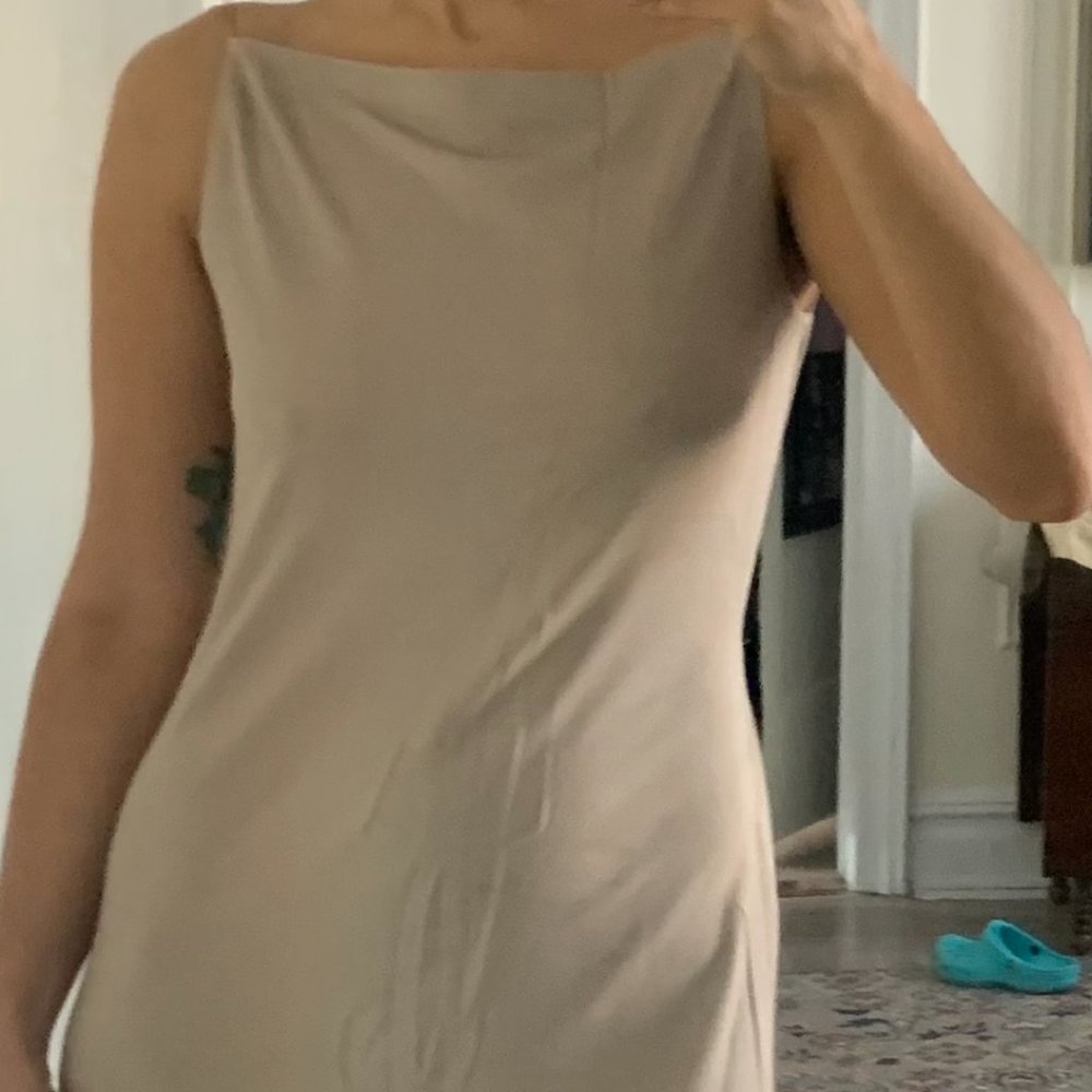 Donna Karan VINTAGE Beige Backless Dress CLASSIC STATUE DRESS